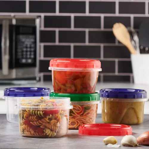 Vista 2 de ELEGANTES DESECHABLES Contenedores de almacenamiento de alimentos con tapa giratoria de plástico de 16 onzas, paquete de 12
