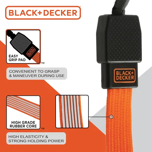 Vista 7 de Black+Decker BDX1018 - Juego de 6 correas de trinquete de 10 pies y correa elástica de 36 pulgadas, carga de trabajo segura de 300 libras