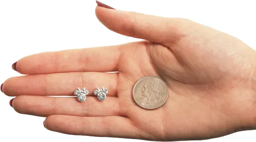 Vista 5 de Minnie Mouse Birthstone Stud Earrings Official License Cristal transparente de abril