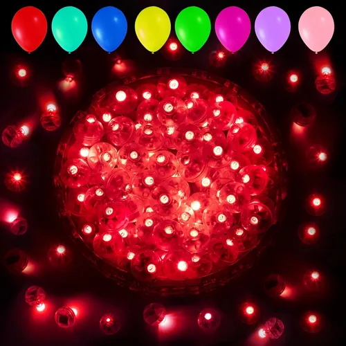 Vista 32 de Aogist - 50 mini luces de 10 colores, luz LED impermeable de largo tiempo de espera, funciona con pilas, lámpara de bola para globo, farol de papel