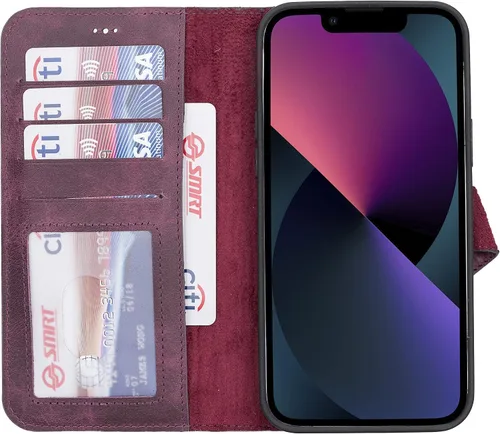 Vista 41 de HARDISTON Funda de piel auténtica hecha a mano compatible con iPhone 11 Pro de 5.8 pulgadas, funda magnética desmontable con tarjeteros - bordes
