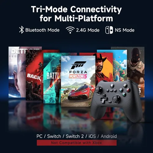 Vista 6 de AceGamer Pluto 2.4G Wireless Bluetooth Controller for PCSwitchSwitch 2iOSAndroidSteam,TMR Joysticks,Hall Effect Triggers,4-Motors Vibration,1000Hz