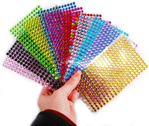 Vista 4 de Hisenlee 3120 calcomanías autoadhesivas de diamantes de imitación de 0.236 pulgadas de diámetro, calcomanías de gemas de cristal acrílico