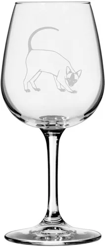 Vista 7 de Copa de vino de 12.75 onzas con temática de gato abisinio grabada para todo uso