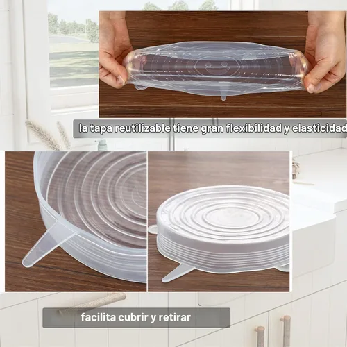 Vista 3 de Paquete de 6 tapas de silicona para conservas, transparentes, compatibles con Bar Keepers Friend, Comet, Ajax Cleanser (12 onzas y 21 onzas)