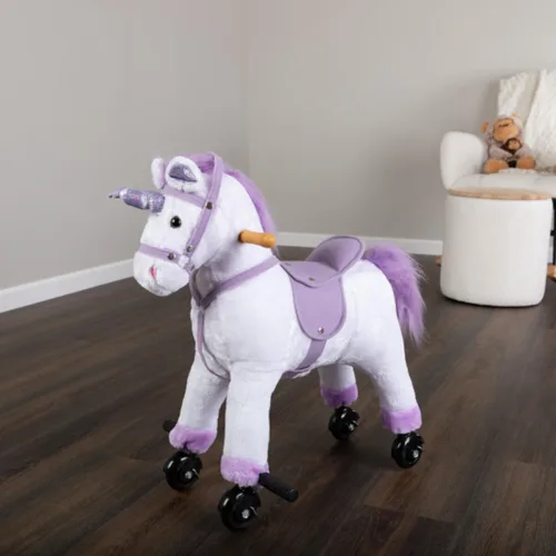 Vista 5 de Happy Trails Ride on Horse Unicorn, blanco/morado, 21.5 x 9 x 32.5 pulgadas