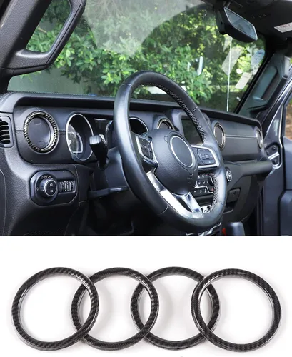 Vista 12 de Savadicar - Accesorios de interior negros - Cubierta de anillo de rejilla de ventilación de aire acondicionado para Jeep Wrangler JL JLU 4XE