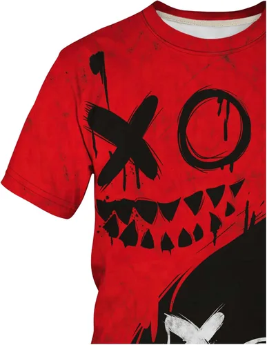 Vista 4 de WDIRARA Camiseta de manga corta con estampado gráfico de dibujos animados de dos tonos para hombre