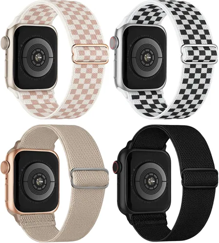 Vista 29 de 4 Pack Stretchy Solo Loop Compatible with Apple Watch Bands Women Men