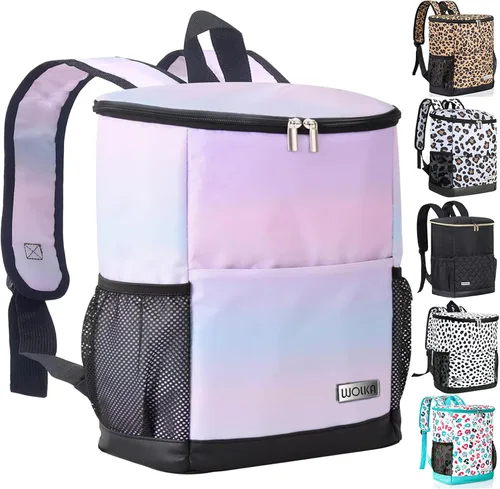 Vista 9 de Mochila Enfriadora Wolka 30 Latas, Mochilas Enfriadoras Portátiles Aisladas a Prueba de Fugas, Bolsa Enfriadora Impermeable de Lado Suave