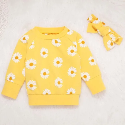 Vista 3 de Ropa para bebé, 3 piezas de manga larga, lindo conjunto de camisetas y pantalones para niños pequeños