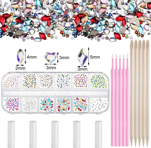 Vista 2 de Sosation Kit de 377 piezas de gemas de dientes para mujer, kit de joyería de dientes de moda de cristal artificial, juego de iniciación de gemas
