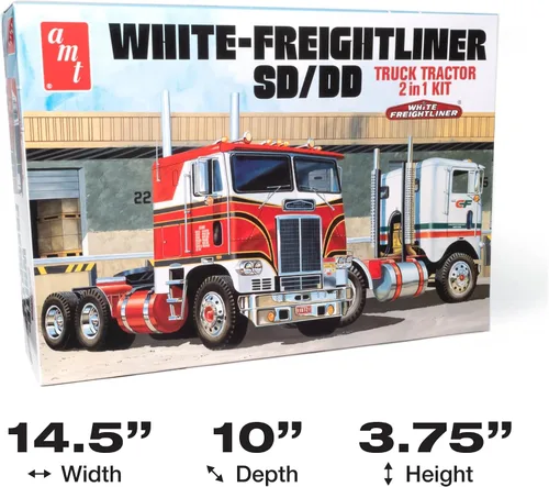 Vista 5 de Kit de modelo AMT White Freightliner 2-en-1 SC/DD Cabover Tractor (75º Aniversario) a escala 1:25