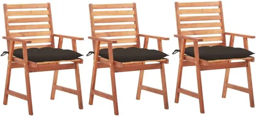 Vista 24 de Patio Dining Chairs 2 pcs with Cushions Solid Acacia Wood Dinning Room Outdoor Seating Outside Chairs Sillas para Comedor for Picnic Beach Courtyard