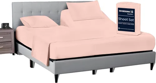 Vista 17 de SGI bedding Sábana Queen de 28" con Parte Superior Dividida Flex Head, 100% Algodón Egipcio, Cuenta de Hilos 1000, Sábana Superior Flex para Cama