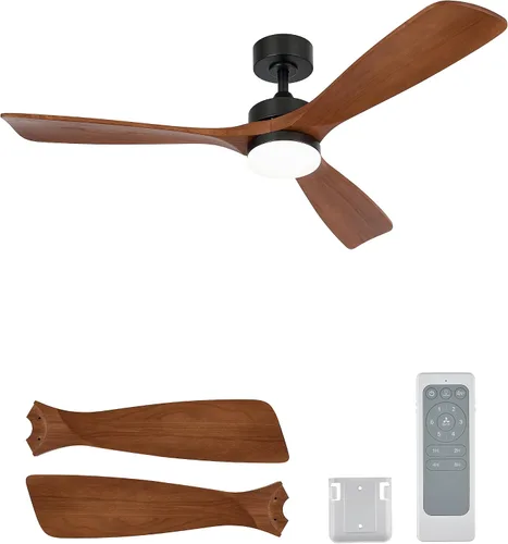 Vista 9 de VONLUCE Ventilador de techo de madera con luces de 52 pulgadas, gris