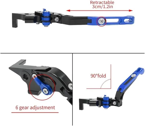 Vista 6 de Clutch Brake Lever Motorcycle CNC Aluminum Folding Brake Clutch Levers Adjustable Handle Bar for FZ-8 2011-2015