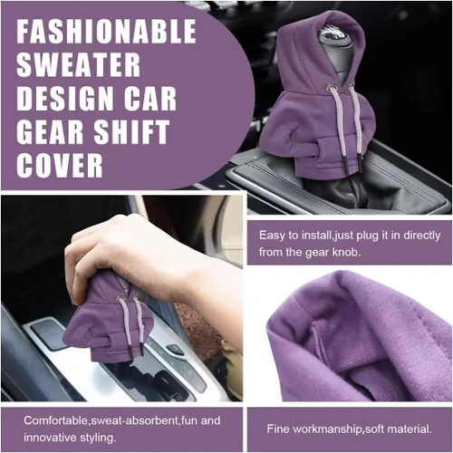 Vista 4 de JOYCOURT Sudadera con capucha para palanca de cambios de automóvil, cubierta de perilla de palanca de cambios de moda, mini sudadera con capucha