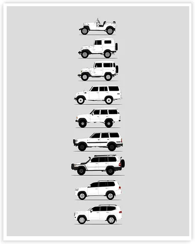 Vista 23 de Custom Car Posters Póster hecho a mano compatible con Toyota Tacoma Generations e impresión de Toyota Tacoma TRD Pro SR5 – Multi, impresión satinada