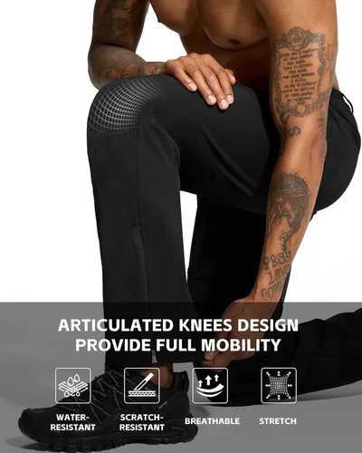 Vista 3 de ISEEGZ Pantalones de senderismo para hombre, para nieve, esquí, senderismo, invierno, forro polar, impermeable, aislante, cremallera, pierna inferior
