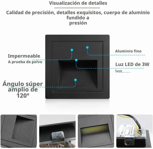 Vista 7 de Arotelicht Luces LED para escalones de 120 V para interiores y exteriores, 3000 K, luces de pared empotrables impermeables para terraza, escalera