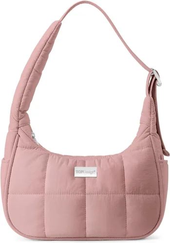 Vista 28 de TOPDesign Bolso de hombro acolchado para mujer, bolso de mano ultraligero con cremallera, correa ajustable