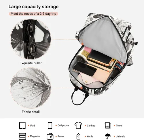 Vista 6 de Tenni - Bolsa de raqueta de bádminton para almacenamiento grande, color negro y blanco, mariposa, accesorios deportivos, mochila para tenis