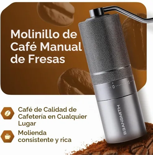 Vista 2 de Molinillo de café manual M1 – Fresa cónica de acero inoxidable de 7 estrellas, ajuste externo de 60 clics, capacidad de 1.06 oz: molinillo