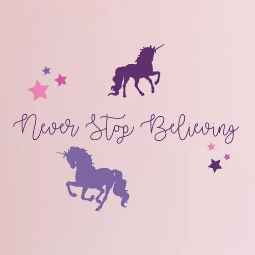 Vista 3 de Unicorn Stickers for Kids Room - Never Stop Believing Magical Themed Wall Decor - Vinyl Mural for Girls or Boys Bedroom, Baby Nursery, or Playroom