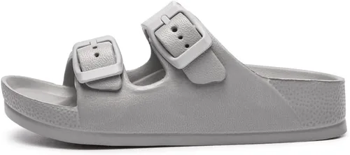 Vista 2 de FUNKYMONKEY Sandalias planas unisex de EVA ajustables con doble hebilla para niños y niñas