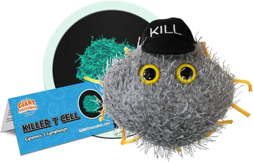 Vista 2 de GIANTmicrobes Killer T-Cell Plush - Aprende sobre la sangre, la salud y el sistema inmunológico, regalo memorable para amigos, familia, estudiantes