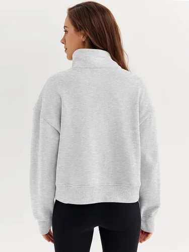 Vista 3 de Trendy Queen Sudaderas con media cremallera, sudaderas recortadas de gran tamaño para mujer de manga larga