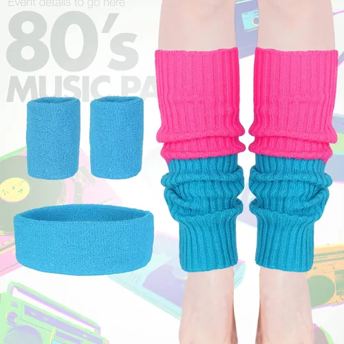 Vista 3 de CICOCI Accesorios de los años 80 para mujer, ropa de entrenamiento de los años 80, disfraz de los años 80, conjunto retro para fiestas calentadores