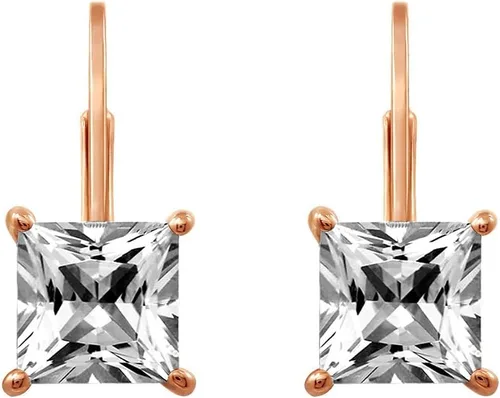 Vista 2 de Tienda Essentials Sterling Silver Princess Cut Leverback Earrings made with Infinite Elements Cubic Zirconia (previously Tienda Collection)
