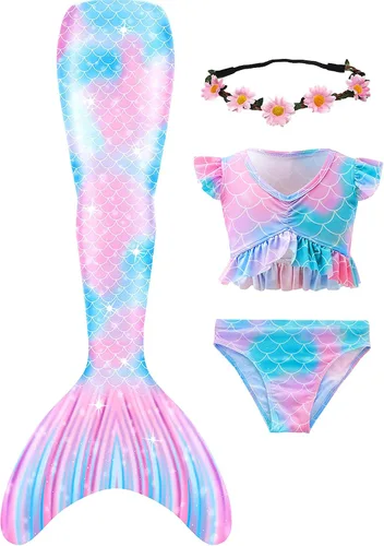 Vista 2 de GALLDEALS Sirena para Natación Niñas con Monofin Rosa
