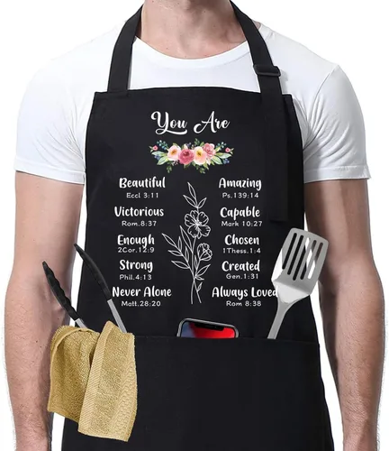 Vista 9 de Regalos cristianos para mujeres y hombres, delantal inspirador, delantales de cocina religiosos, regalos para mujeres, cumpleaños, Navidad.
