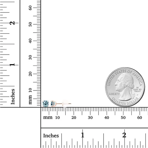 Vista 4 de Aretes de tuerca de oro macizo de 14 quilates de 0.157 in con corte cojín para mujer, hipoalergénicos, aretes de tuerca con piedras preciosas