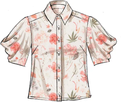 Vista 6 de McCall's M7838A5 Blusa holgada con botones para mujer, patrones de costura, tallas 6-14