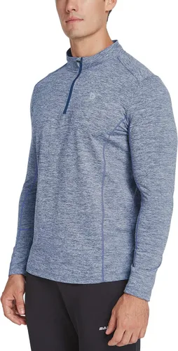 Vista 4 de BALEAF Camisas de correr con cremallera de 14 para hombre, de manga larga, con bolsillo trasero