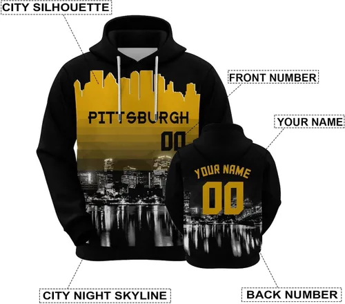 Vista 59 de Custom Football Hoodies City Night Skyline Personalized Sweatshirt Name Number Fan Gift Pullover for Men Women Youth