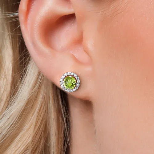 Vista 10 de Gem Stone King Aretes redondos de plata de ley 925 de 0.236 in con piedra natal extraíble para mujer