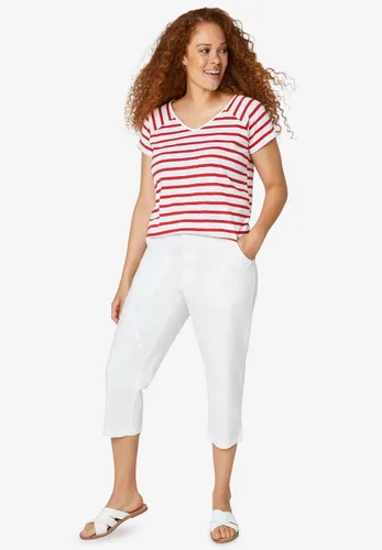Vista 4 de Ellos Pantalones capri con costuras de talla grande para mujer