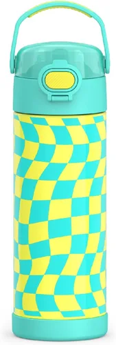Vista 47 de THERMOS FUNTAINER Botella aislada al vacío de acero inoxidable de 16 onzas con tapa ancha de canalón, MINECRAFT