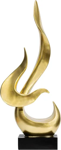 Vista 8 de Estatua de Fuego de Oro, Estatua de Resina Moderna y Abstracta, Estatua de Arte para Decoración del Hogar, para Salón, Soporte de TV, Mesa de Café