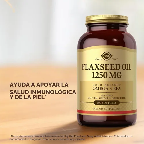 Vista 5 de Solgar Aceite de linaza 1250 mg - 100 cápsulas blandas - Fuente vegetal concentrada de ácido alfa-linoleico omega-3 (ALA) - Sin OMG, sin gluten - 50