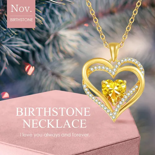 Vista 4 de CDE Collares de corazón para mujer, plata esterlina 925, dije de piedra natal, aniversario, cumpleaños, Navidad, día de San Valentín, joyería