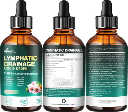 Vista 9 de 21-in-1 Lymphatic Drainage Supplements Drops, Immune & Lymph System Support Liposome Technology, Increase Absorption Rate with Echinacea