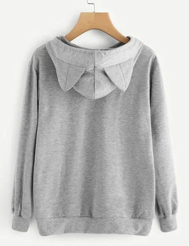 Vista 3 de Lziizl Women Girl Hoodies Cute Cat Ear Novelty Printed Pullover Sweatshirt