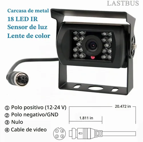 Vista 3 de Cámara de respaldo, cámara de marcha atrás, cámara de visión nocturna impermeable de gran ángulo de visión trasera con conector GX12-4 de 4 pines