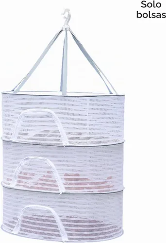 Vista 9 de Rejilla de secado de hierbas, red plegable de malla colgante de 3 capas con cremallera, secadora de malla para secar hierbas, verduras, frutas